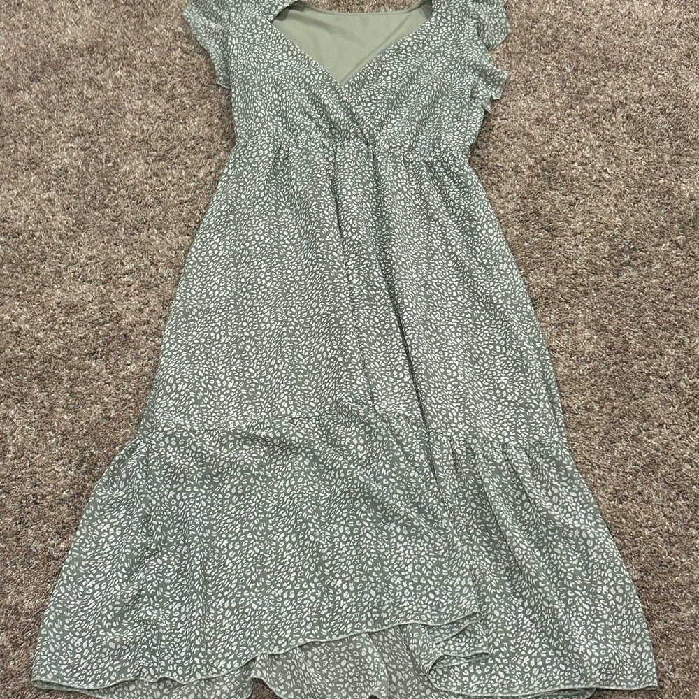Source Unknown Green Sleeveless V-neck Sundress